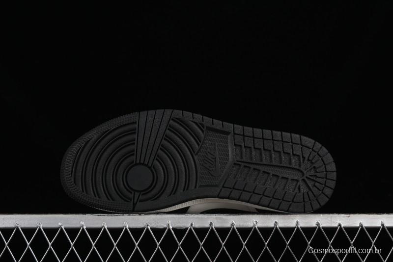 Nike Air Jordan 1 Low AJ1 x Violent Bear Collaboration - Black Beige Mark Line Custom Retro Basketball Shoes - SJ9950-013