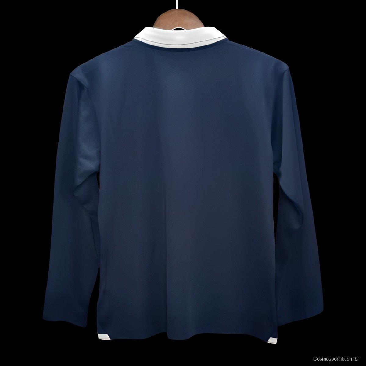 Retro 2014 France Home Long Sleeve Jersey